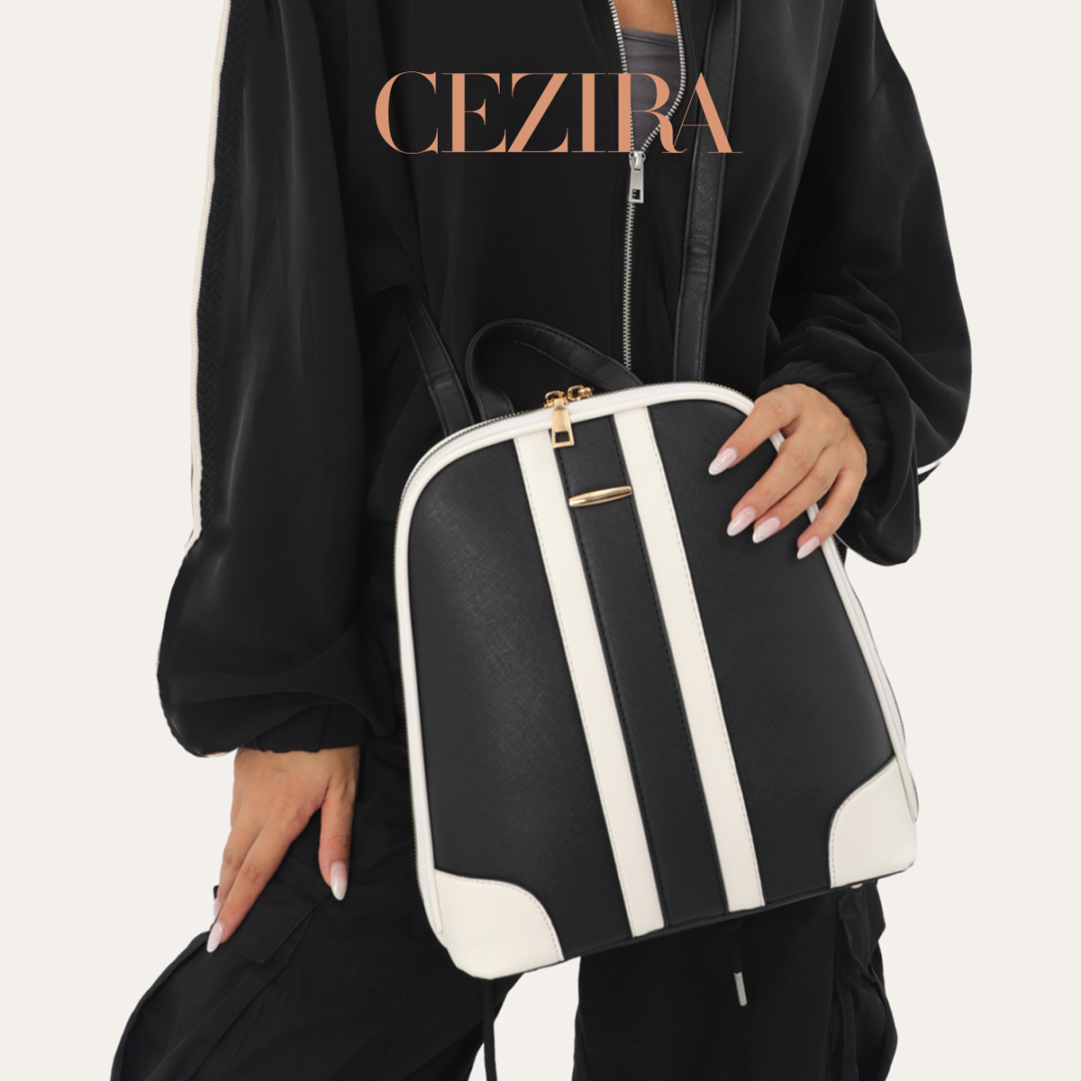CR Fashion Stripes Patchwork B - Fashion Backpack Women ulasan dan harga