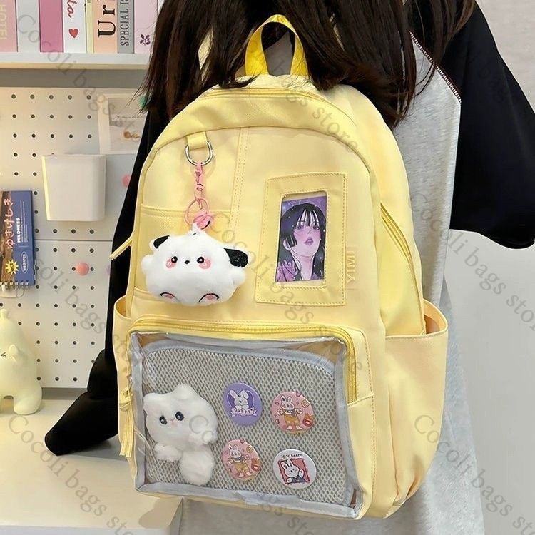 Solid Color Candy Color Backpa - Canvas Backpack Casual ulasan dan harga