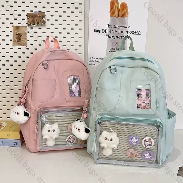 Solid Color Candy Color Backpa - Canvas Backpack Casual ulasan dan harga